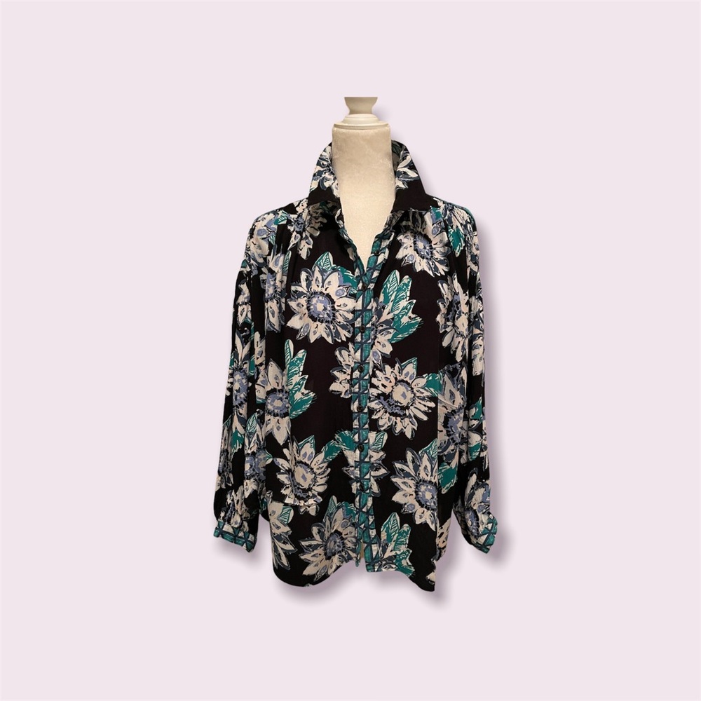 Free People Good Vibrations Blouse in Black Combo